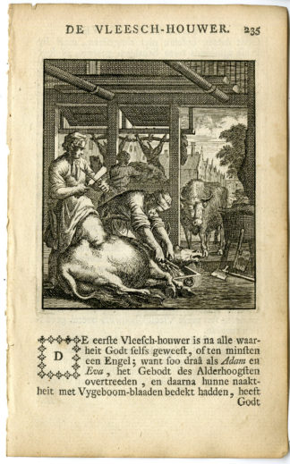Antique Print-PROFESSION-VLEESHOUWER-BUTCHER-Luyken-c.1700