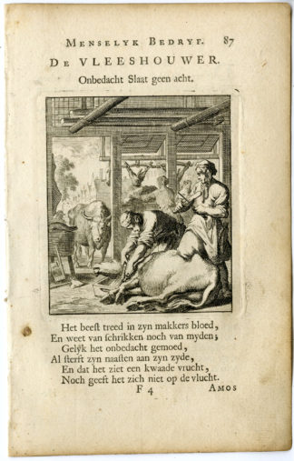 Antique Print-PROFESSION-VLEESHOUWER-BUTCHER-Luyken-c.1700