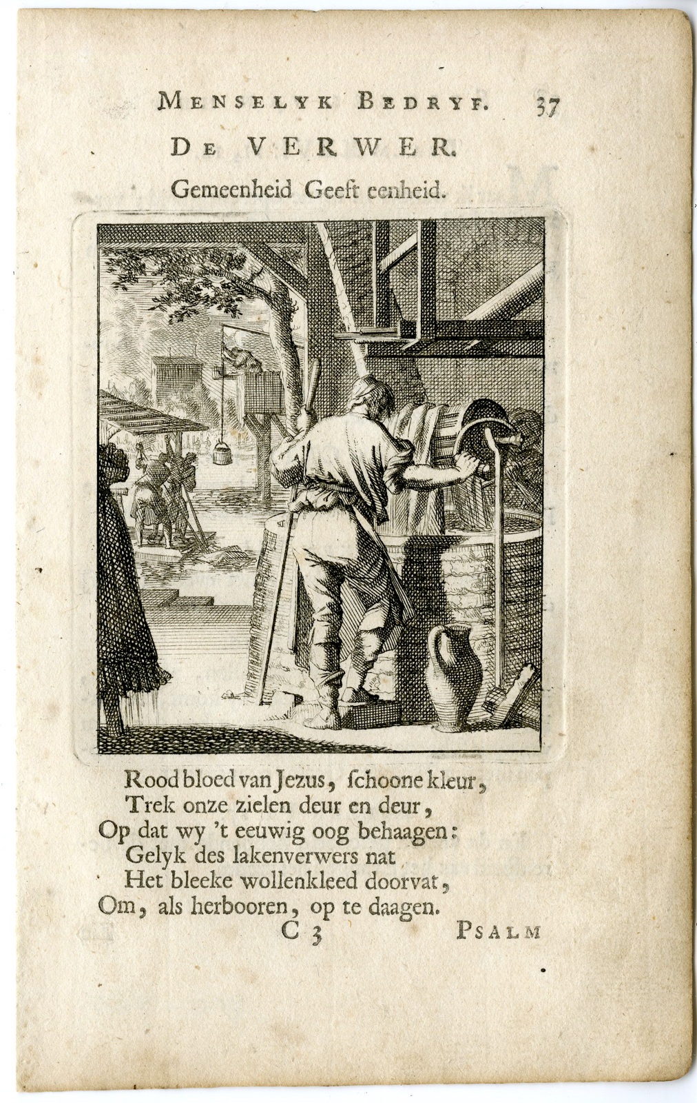 , Antique Print-PROFESSION-VERWER-PAINTER-Luyken-c.1700, Pictura Antique Prints