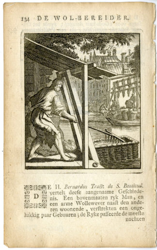 Antique Print-PROFESSION-WOLBEREIDER-WOOL MAKER-Luyken-c.1700