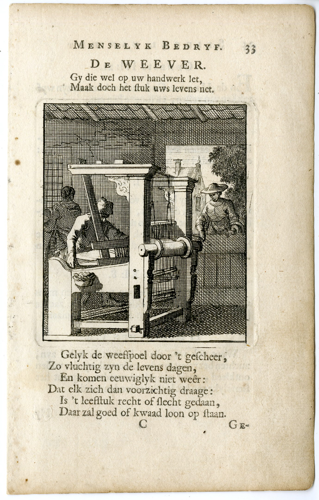 , Antique Print-PROFESSION-WOLBEREIDER-WOOL MAKER-Luyken-c.1700, Pictura Antique Prints