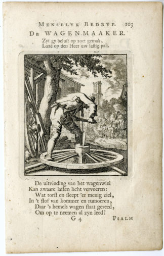 Antique Print-PROFESSION-WAGENMAAKER-WHEEL MAKER-Luyken-c.1700