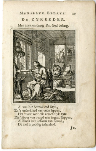 Antique Print-PROFESSION-ZYREEDER-SILK SPINNER-Luyken-c.1700