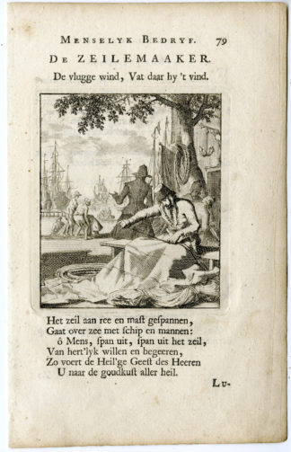 Antique Print-PROFESSION-ZEILMAKER-SAIL MAKER-Luyken-c.1700