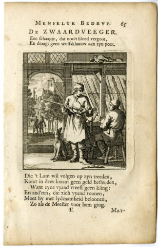 Antique Print-PROFESSION-ZWAADVEEGER-SWORD MAKER-Luyken-c.1700