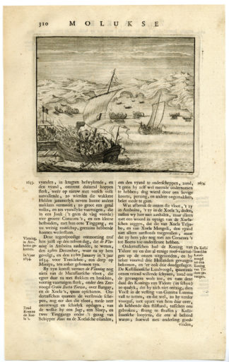 Antique Print - AMBON-FLEET-ATTACK-SHIPS-MALUKU-INDONESIA-VALENTIJN-VOC - 1724