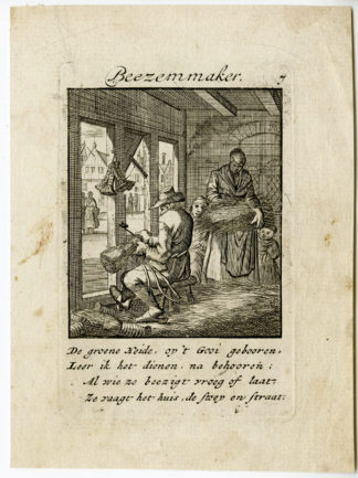 Antique Print-PROFESSION-BEEZEMMAKER-BROOM MAKER-Luyken-c.1700