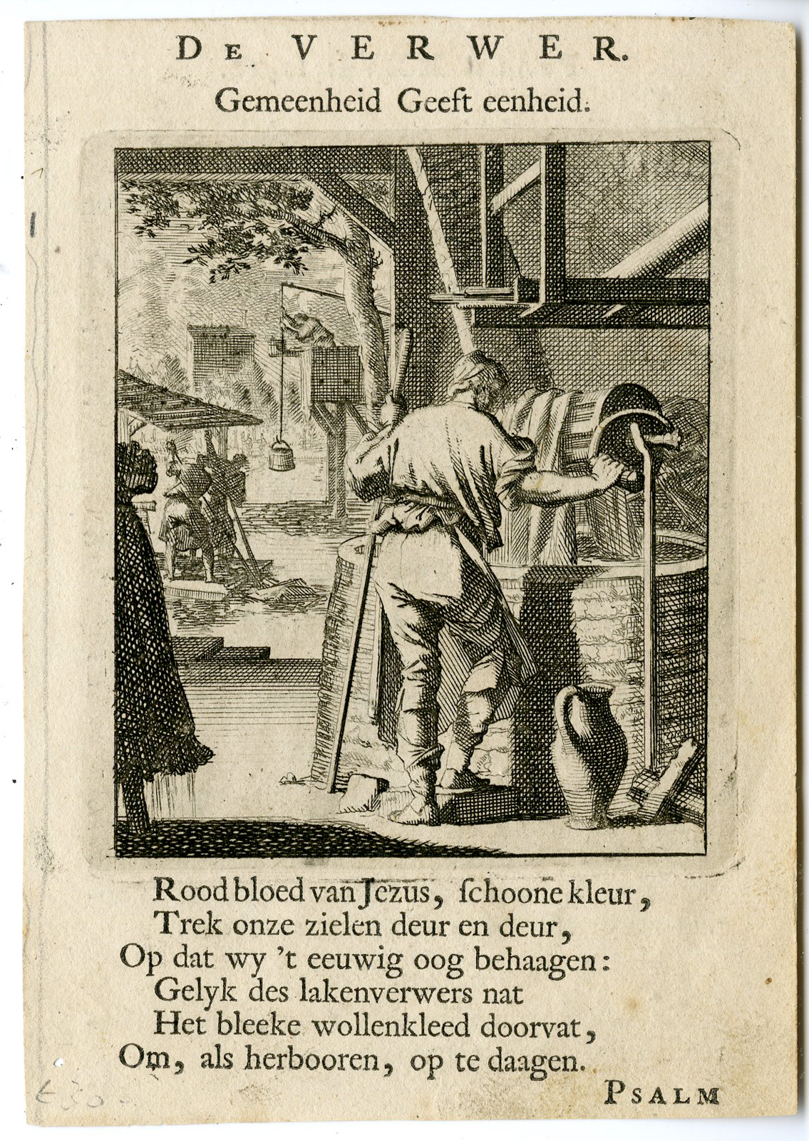 , Antique Print-PROFESSION-VERWER-PAINTER-Luyken-c.1700, Pictura Antique Prints