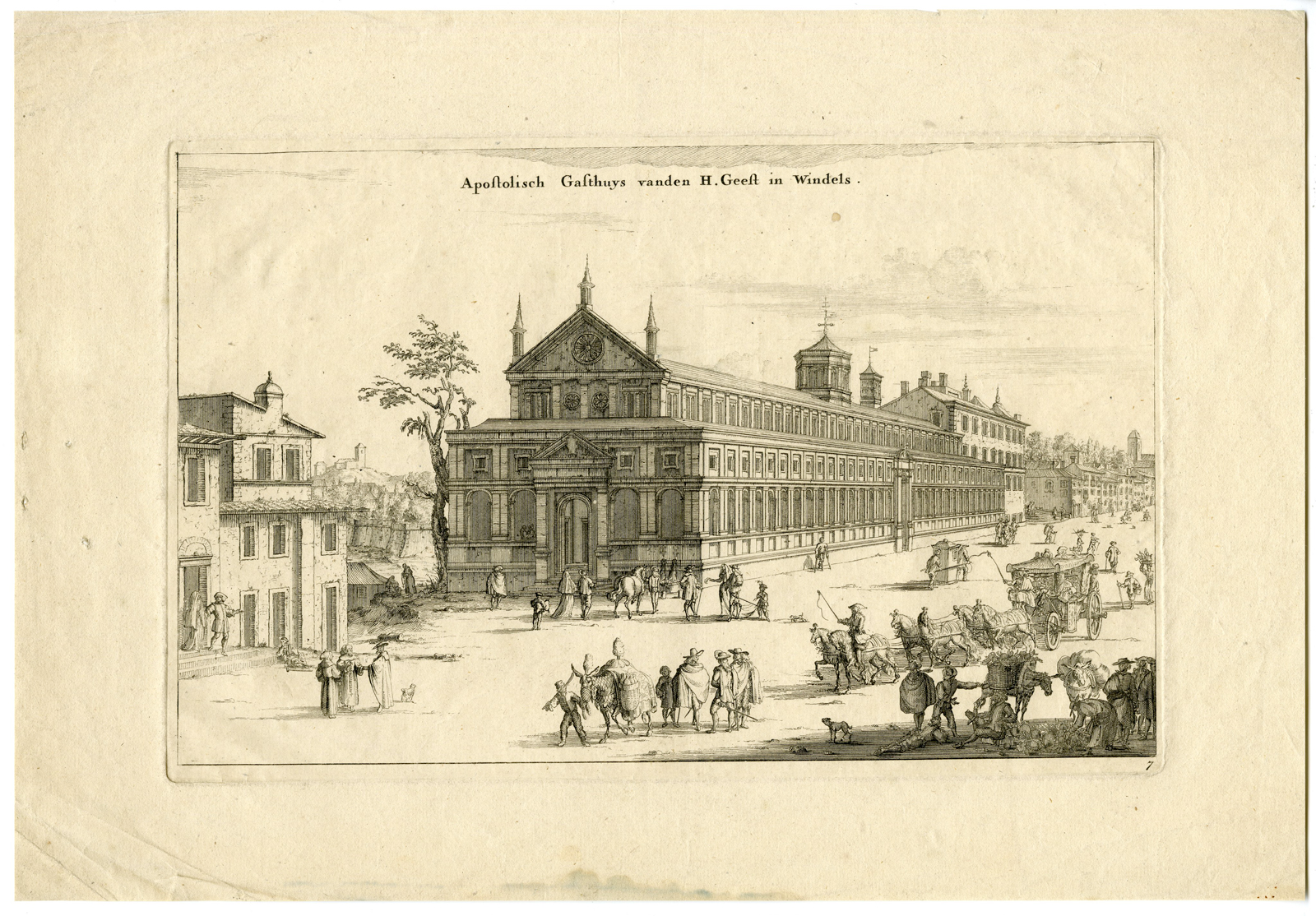 , Antique Print – ROME-GUEST HOUSE-POORHOUSE-HOSPITAL-SWIDDE after unknown artist – c.1680, Pictura Antique Prints