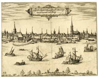 Rare Antique Print - Emmerich-Rhine-Siege-Ships-Maurits [Georg Keller, 1614]
