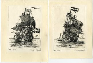 Antique Print - VOC-SAILING SHIP-BOAT-HENK SIEPEL after own design - 1972