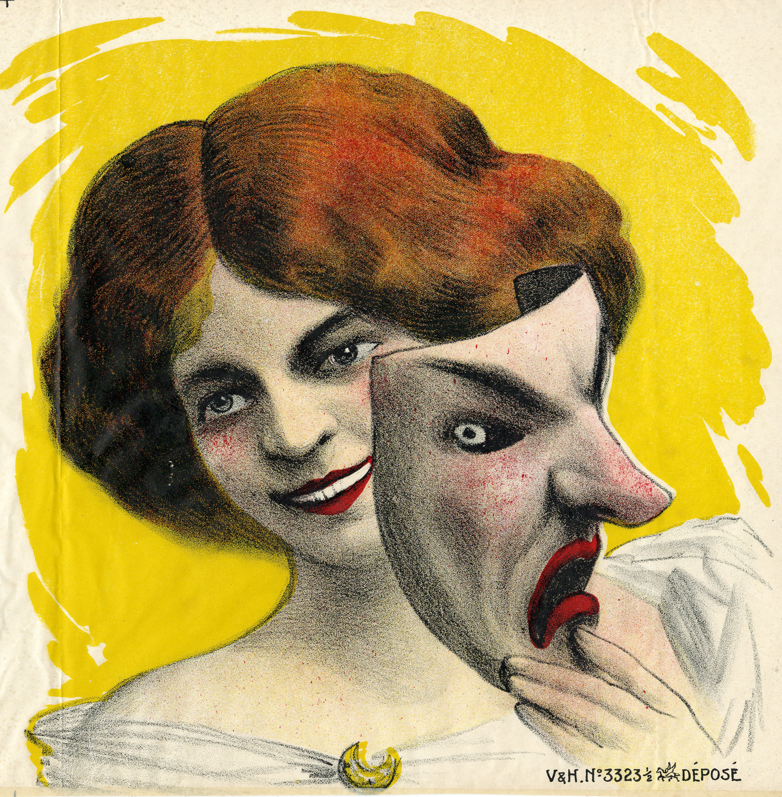 , Antique Print – BALL-MASKED-MASQUEE-POSTER-ANONYMOUS – c.1920, Pictura Antique Prints
