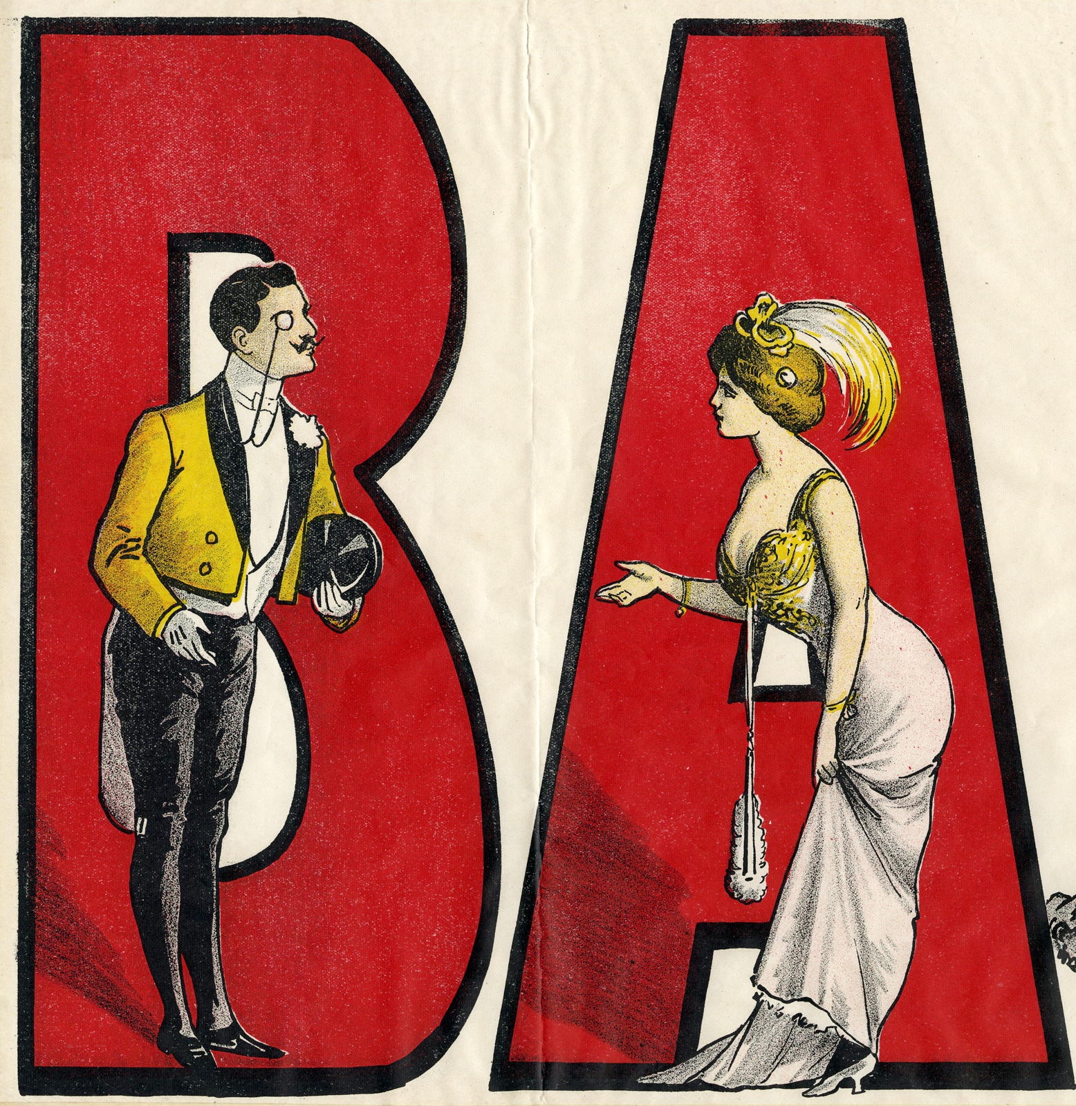 , Antique Print – BALL-MASKED-MASQUEE-POSTER-ANONYMOUS – c.1920, Pictura Antique Prints