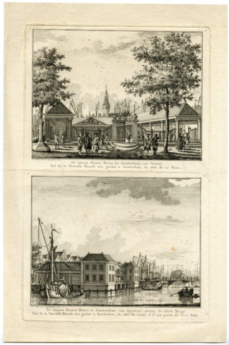 2 Antique Prints - Grain Market-Exchange-Amsterdam [W. Writs, 1770]