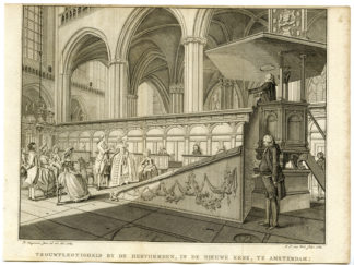 Antique Religious Print - Marriage Ceremony-New Church-Amsterdam [Jan Lucas van Beek, 1785]