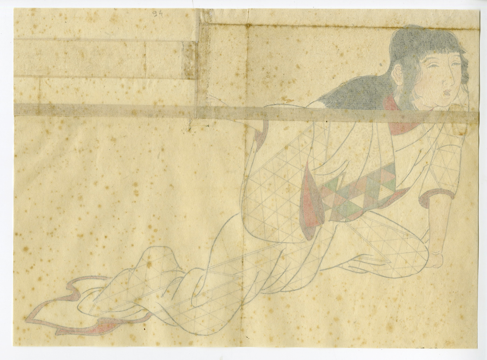 Pco 7794 416x308 Antique Drawing - JAPANESE FIGURE-ANONYMOUS - 18th.c. - Image 2
