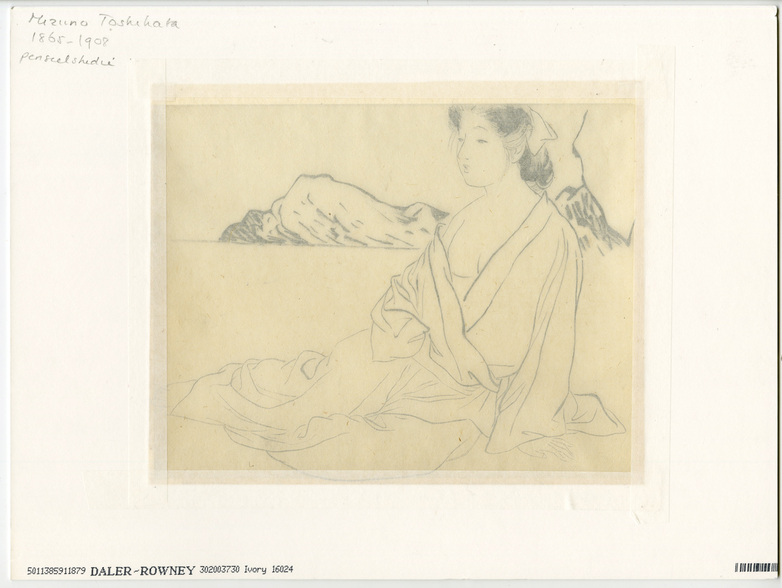 , Antique Drawing-JAPANESE FEMALE FIGURE-BATH-Kajita Hanko-c.1910, Pictura Antique Prints