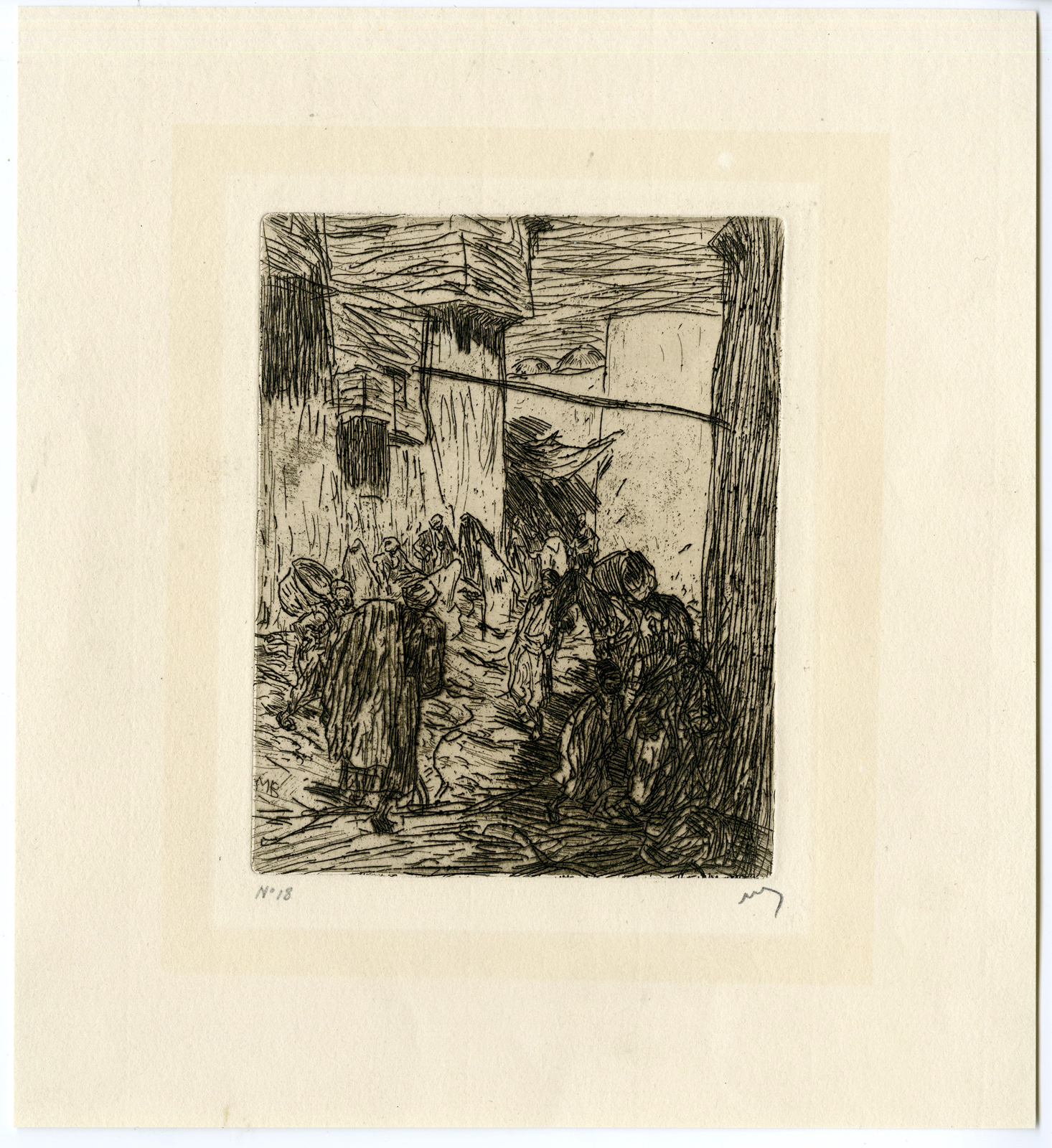 , Antique Print – Market at Stanboel – MARIUS BAUER after own design – 1889, Pictura Antique Prints