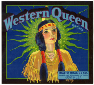 Antique Print - Western Queen Brand-Oranges-Native American [c.1920]