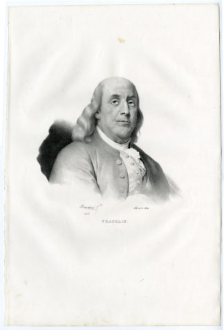 Antique Print - PORTRAIT BENJAMIN FRANKLIN-MAUZAISSE-MOTTE after own design - 1828