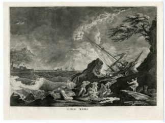 Antique Master Print-COASTAL-VIEW-SHIPWRECK-STORM-WAVE-Tardieu-Vernet-c. 1770