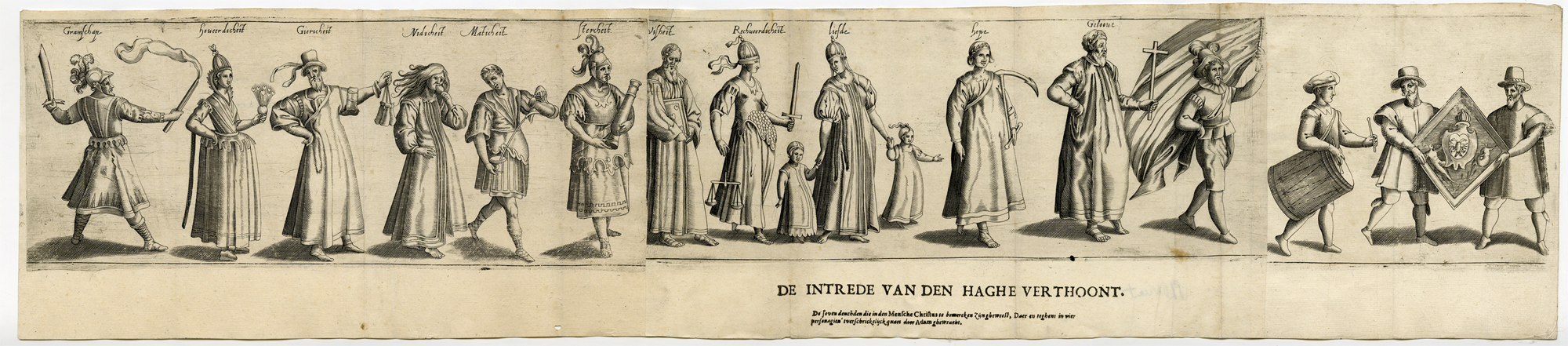 , Antique Print – RHETORICIAN CHAMBER THE HAGUE-DRAMA-VIRTUES-HEYNS – 1607, Pictura Antique Prints