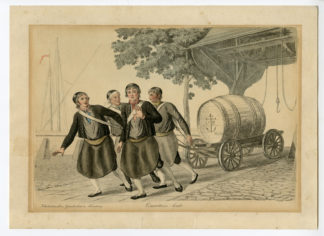 Antique Print - QUARTIERS LEUTE-HARBOUR-BARREL-CRANE-SUHR after own design - 1805