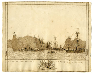 Antique Drawing - HARBOUR-SCHIEDAM-BOATS-SHIPS-DE JONG - c.1780