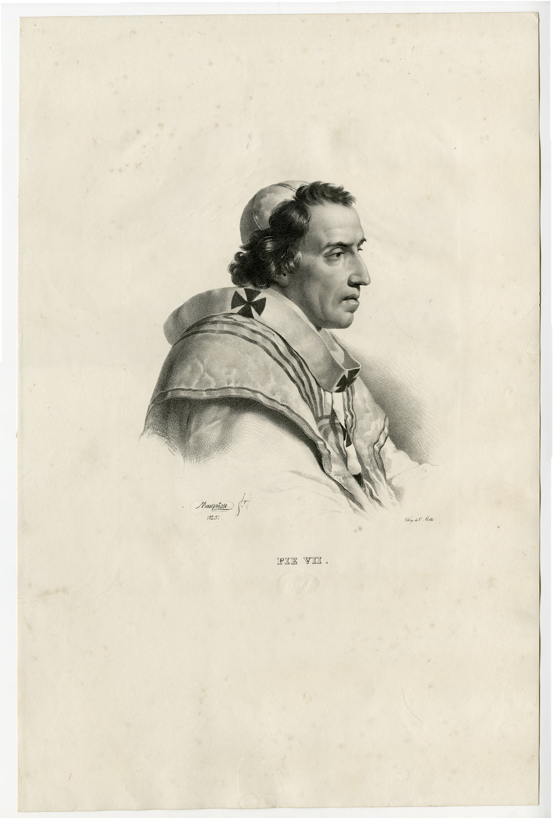 Pco 8010 416x615 Antique Print - PORTRAIT-PIE VII-POPE PIUS VII-MAUZAISSE-MOTTE after own design - 1828