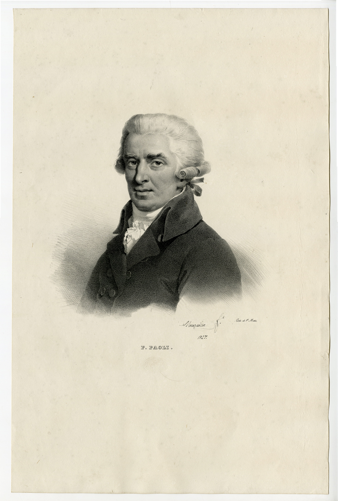 , Antique Print – FILIPPO ANTONIO PASQUALE DE PAOLI-PATRIOT-MAUZAISSE-MOTTE after own design – 1828, Pictura Antique Prints