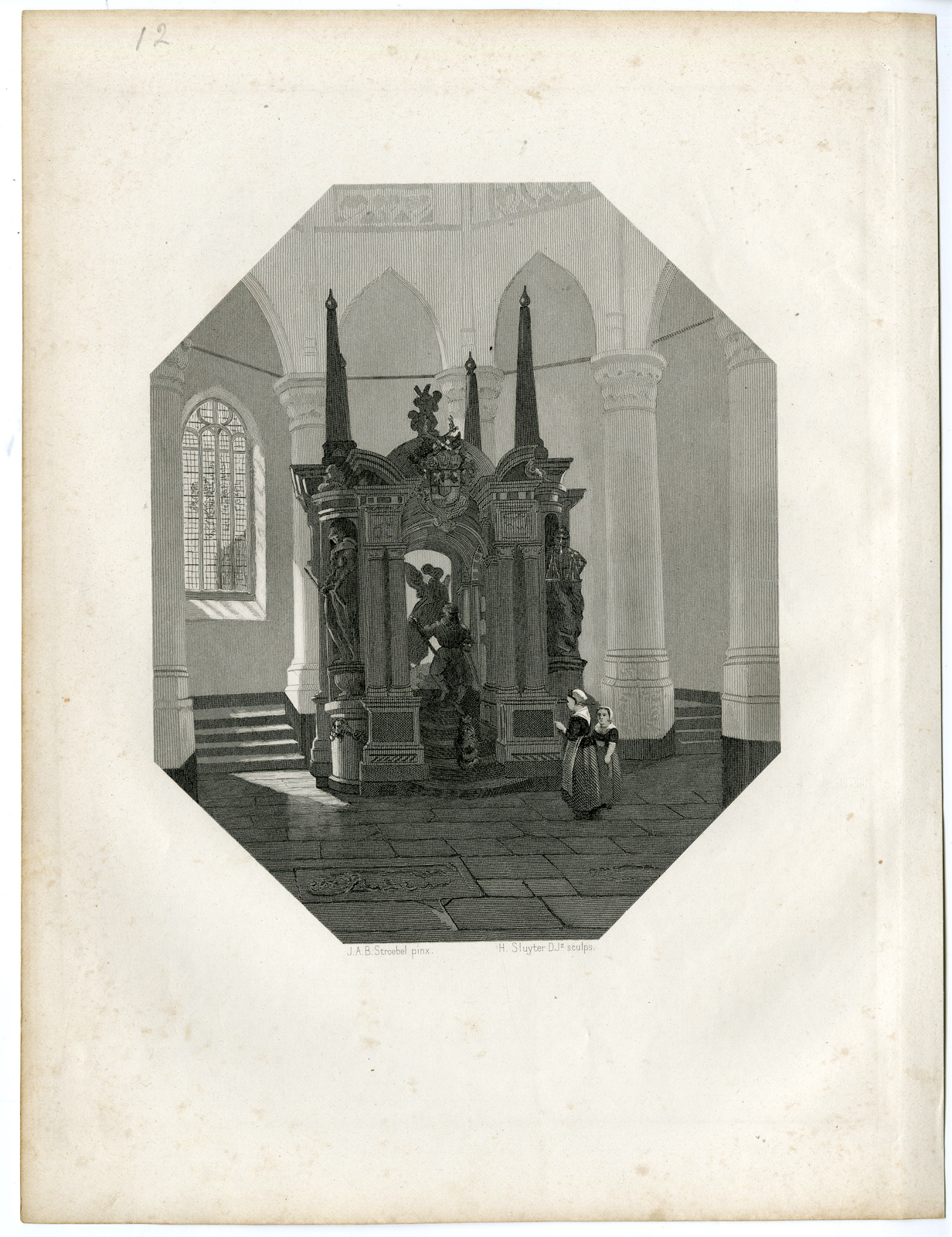, Antique Print – TOMB-PRINCE WILLEM-STEELINK after LENNEP – 1880, Pictura Antique Prints