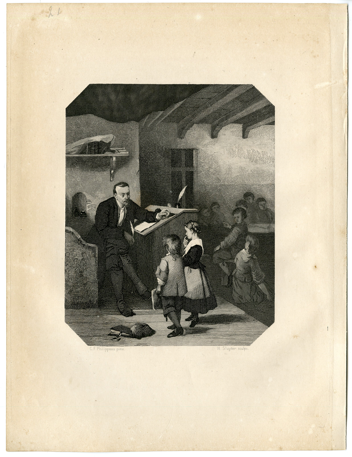 , Antique Print – GIJSBERT JAPIX-FRIESIAN POET-TEACHER-STEELINK after LENNEP – 1880, Pictura Antique Prints