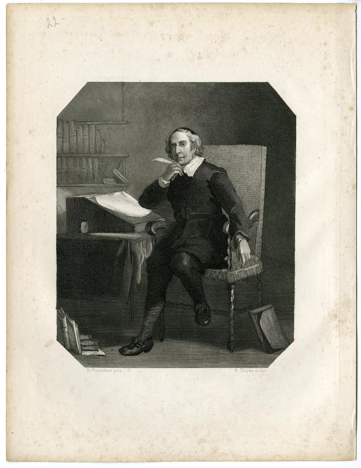 , Antique Print – JOOST VAN DEN VONDEL-POET-STEELINK after LENNEP – 1880, Pictura Antique Prints
