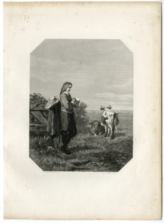 Antique Print - PAULUS POTTER-DUTCH PAINTER-STEELINK after LENNEP - 1880