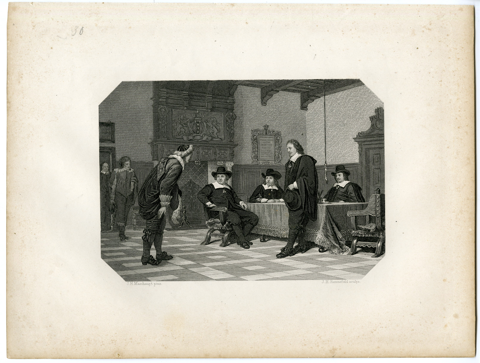 , Antique Print – AUDIENCE-MAYOR-AMSTERDAM-STEELINK after LENNEP – 1880, Pictura Antique Prints