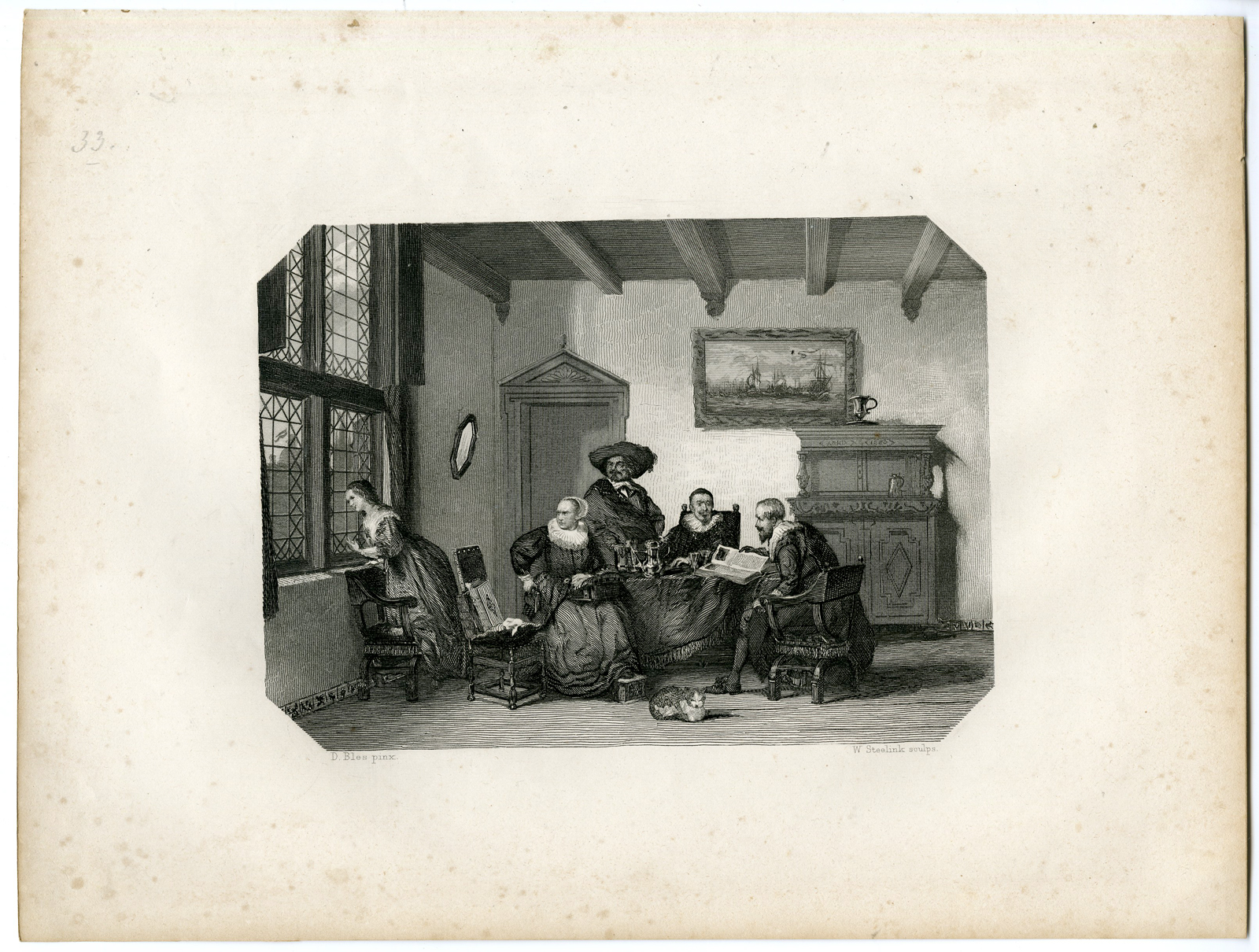 , Antique Print – OLD DUTCH HOUDEHOLD-STEELINK after LENNEP – 1880, Pictura Antique Prints