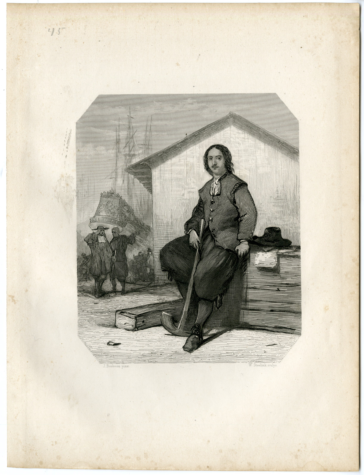 , Antique Print – TSAR PETER THE GREAT-EAST INDIAN YARD-STEELINK after LENNEP – 1880, Pictura Antique Prints