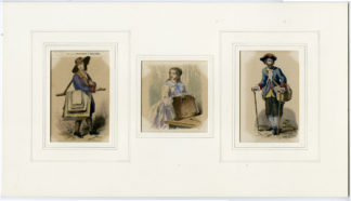 3 Antique Prints - PRINT-BOOK SELLER-COLLECTOR-PEDLAR - [G.E. Avril-19th c.]