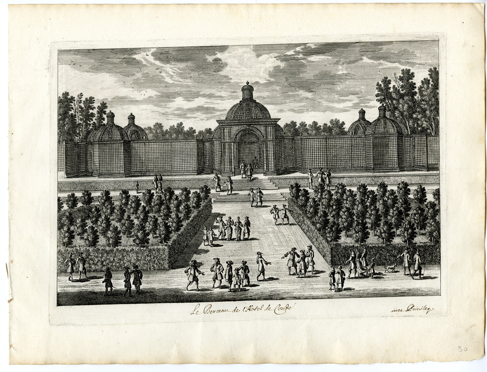, Antique Print – VILLA-CONDÉ HOUSE-ARCHITECTURE-PERELLE after own design – c.1670, Pictura Antique Prints