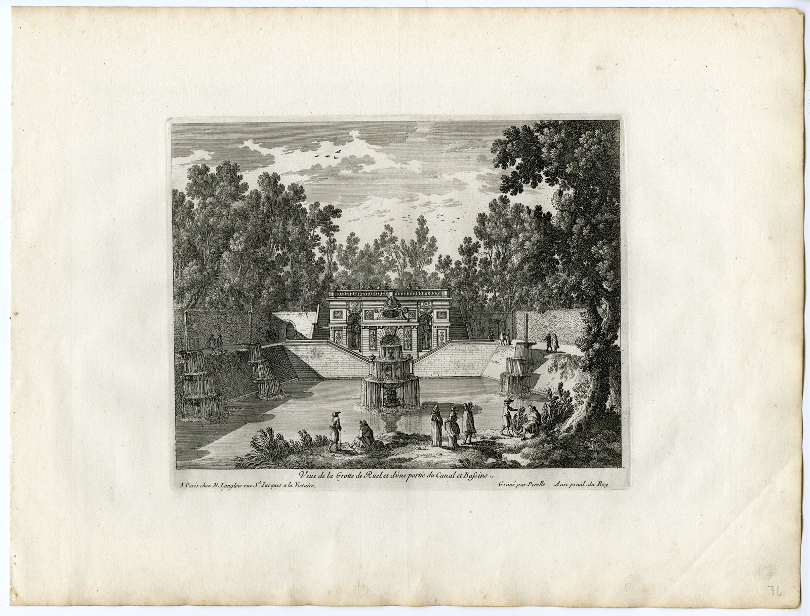 , Antique Print – RÜEL CASTLE-GARDEN-PARK-ARCHITECTURE-PERELLE after own design – c.1670, Pictura Antique Prints