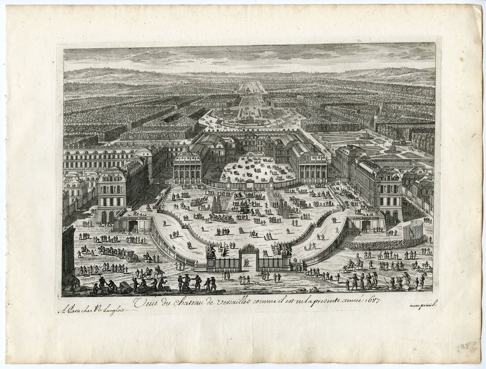 , 37 Antique Prints – VIEWS OF VERSAILLES-PALACE-GARDENS-PERELLE after own design – c.1670, Pictura Antique Prints
