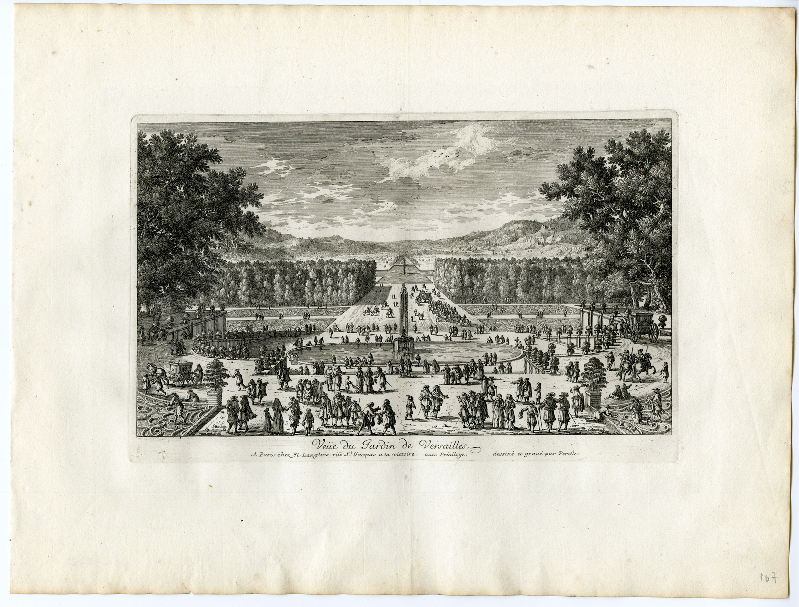 , 37 Antique Prints – VIEWS OF VERSAILLES-PALACE-GARDENS-PERELLE after own design – c.1670, Pictura Antique Prints