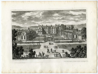 2 Antique Prints - CHATEAU-CASTLE-POMPONE-ARCHITECTURE-GARDEN-PERELLE after own design - c.1670