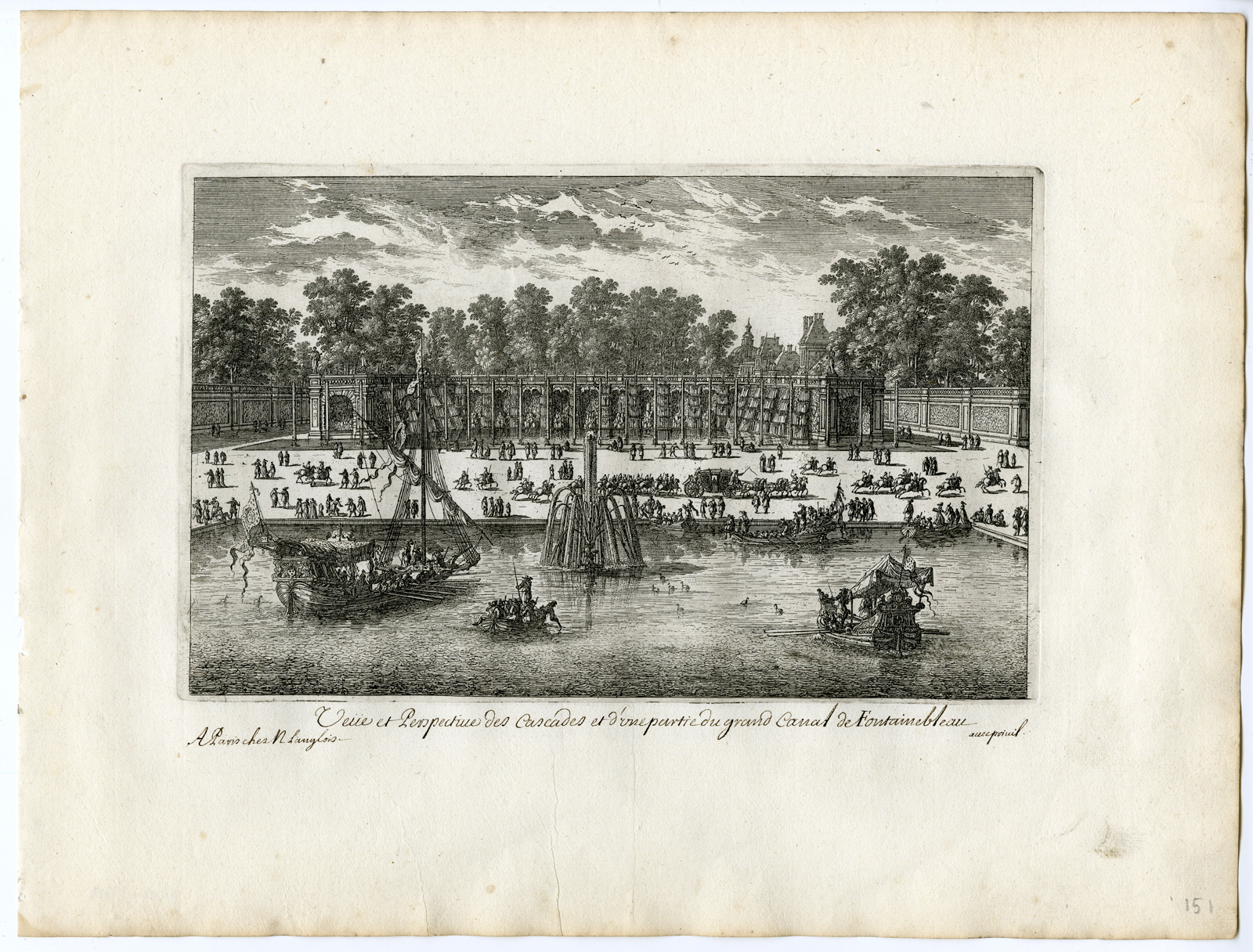 , 11 Antique Prints – FONTAINEBLEAU-CHATEAU-CASTLE-ARCHITECTURE-GARDEN-PERELLE after own design – 1670, Pictura Antique Prints