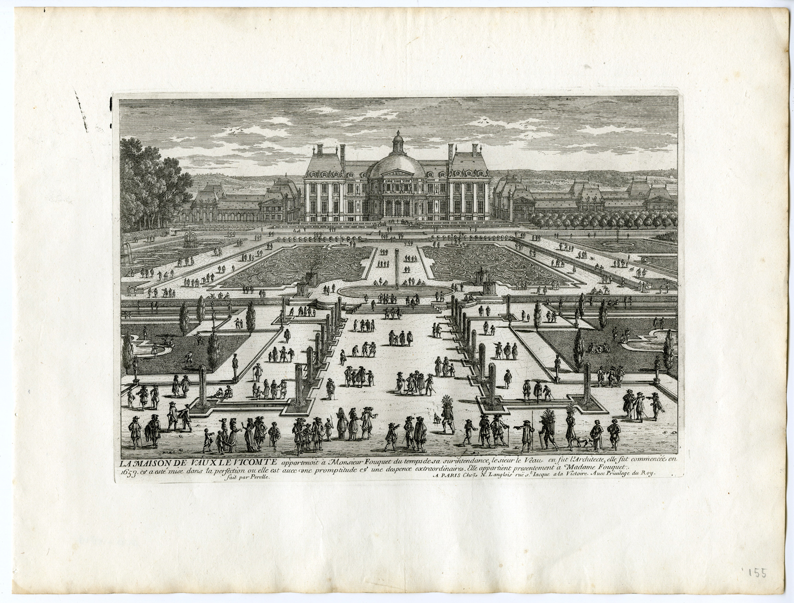 , 4 Antique Prints – CHATEAU-VAUX LE VICOMTE-ARCHITECTURE-GARDEN-PARK-PERELLE after own design – c.1670, Pictura Antique Prints