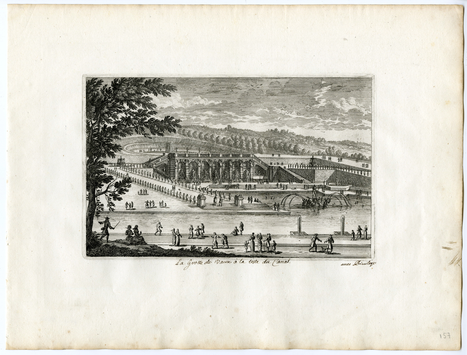 , 4 Antique Prints – CHATEAU-VAUX LE VICOMTE-ARCHITECTURE-GARDEN-PARK-PERELLE after own design – c.1670, Pictura Antique Prints