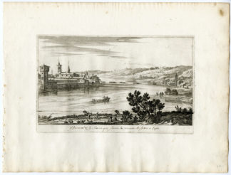 Antique Print - LYON-SAONE RIVER-ARSENAL-CHAIN-PERELLE after own design - c.1670