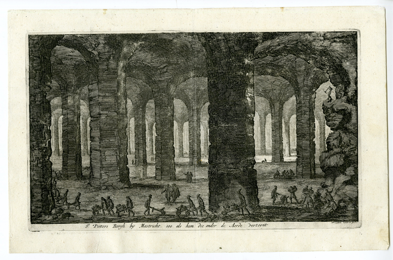, Antique Print – CAVE-QUARRY-ST. PIETERSBERG-MAASTRICHT-LUYKEN after unknown artist – 1696, Pictura Antique Prints