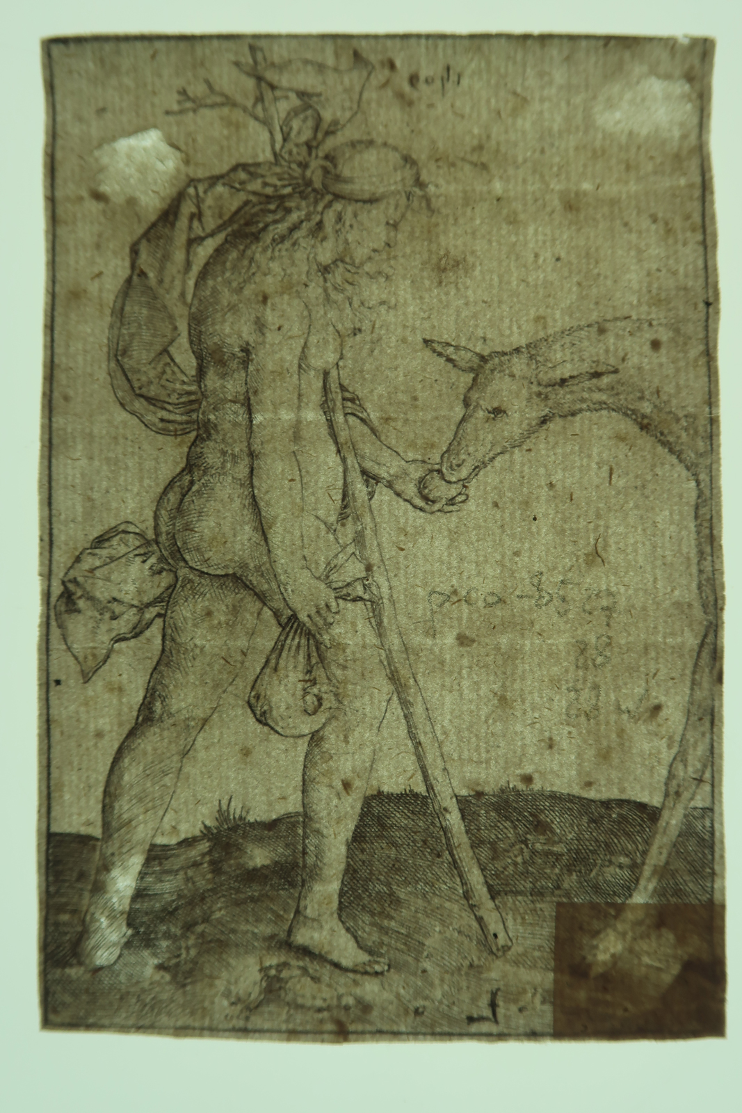 , Antique Print – WOMAN WITH THE HIND-DEER-VAN LEYDEN after own design – 1509, Pictura Antique Prints
