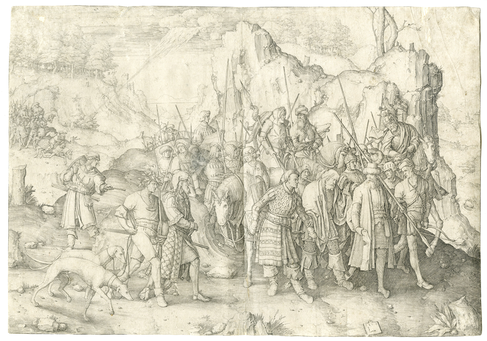 , Antique Print – CONVERSION OF ST. PAUL-DAMASCUS-VAN LEYDEN after own design – 1509, Pictura Antique Prints